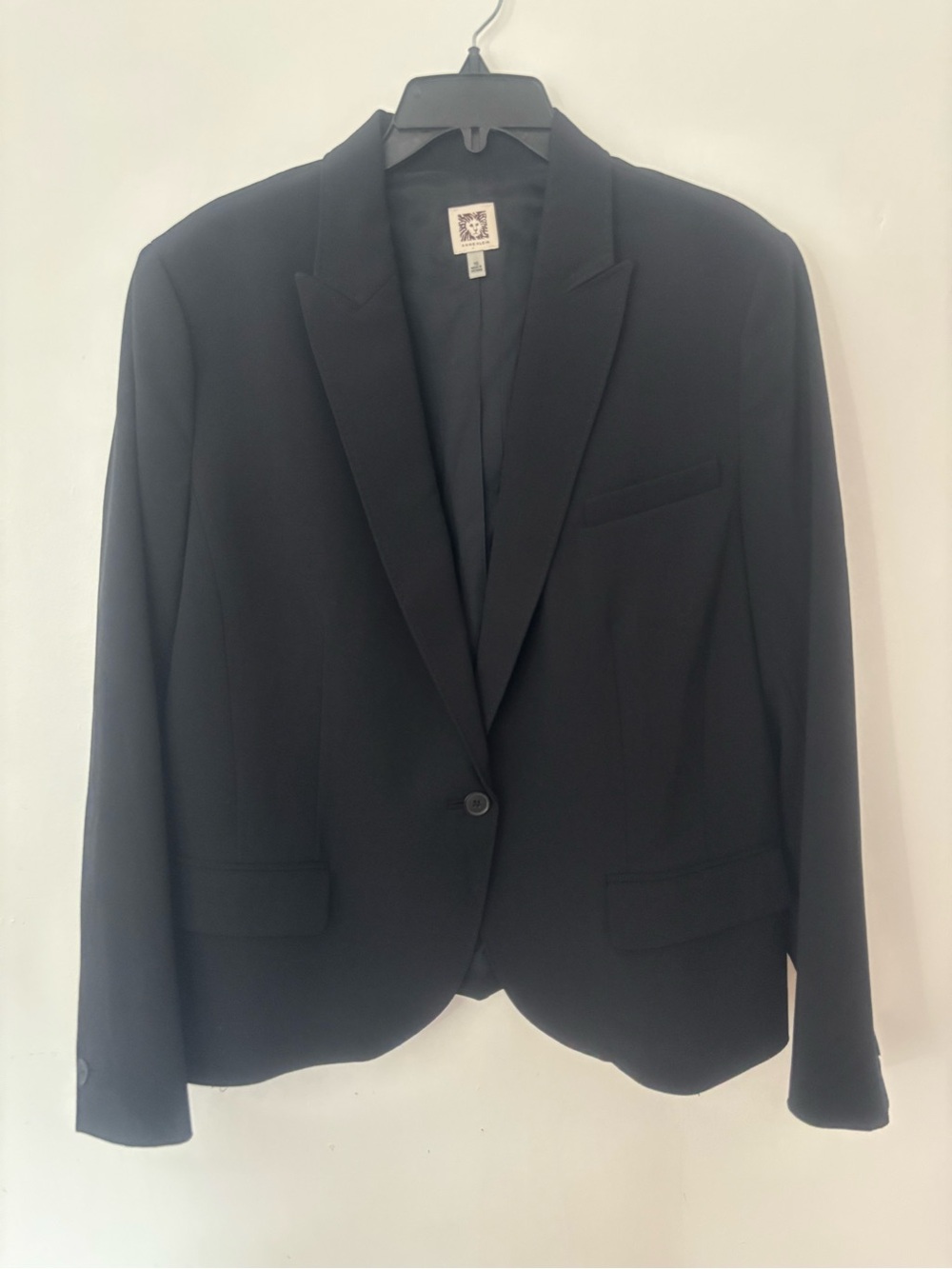 Anne Klein Black Blazer Jacket Size 16 Classic One Button Career Workwear